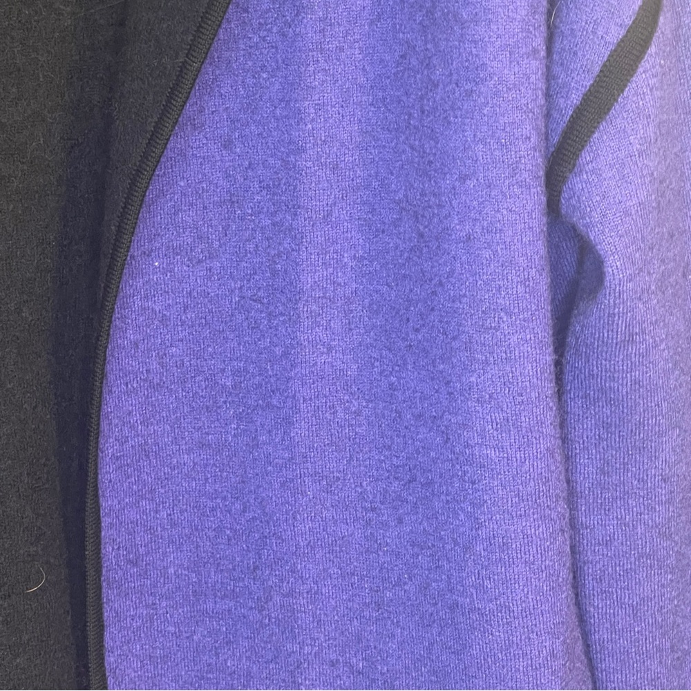 Sarah Spencer Wool Oen Cardigan Jacket in Deep Purple and Black - Picture 3 of 5